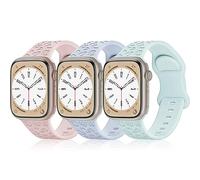 Tuocal 3 Pack Silicone Strap Compatible with Apple Watch Strap 40mm 38mm 41mm Women Men, Leopard Print Soft Sport Replacement Watchbands for iWatch Series 9 8 7 6 5 4 3 2 1 SE, Pink Blue Green