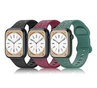 Tuocal 3 Pack Silicone Strap Compatible with Apple Watch Strap 40mm 38mm 41mm Women Men, Leopard Print Soft Sport Replacement Watchbands for iWatch Series 9 8 7 6 5 4 3 2 1 SE, Black Wine Green