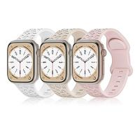 Tuocal 3 Pack Silicone Strap Compatible with Apple Watch Strap 40mm 38mm 41mm Women Men, Leopard Print Soft Sport Replacement Watchbands for iWatch Series 9 8 7 6 5 4 3 2 1 SE, White Pink Starlight