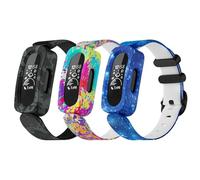 Tuocal 3 Pack Silicone Straps Compatible with Fitbit Ace 3 Strap/Fitbit Inspire 2 Strap for Kids, Cute Pattern Colorful Silicone Sport Adjustable Waterproof Replacement Wristband for Boys Girls