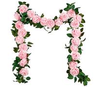 Tuocal 3PCS/19.6FT Peony Garlands Flower Artificial Peony Vine Hanging Peony Garlands for Outdoor Indoor Home Garden Wedding Arch Wall Decoration, Pink