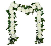 Tuocal 3PCS/19.6FT Peony Garlands Flower Artificial Peony Vine Hanging Peony Garlands for Outdoor Indoor Home Garden Wedding Arch Wall Decoration, White