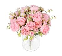 Tuocal 4 Bunches Peony Artificial Flowers, Fake Silk Peonies Bouquet for Wedding Home Table Centerpieces Floral Arrangement Office Decor, Pink