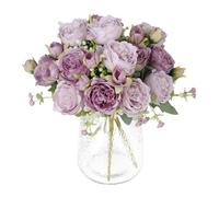 Tuocal 4 Bunches Peony Artificial Flowers, Fake Silk Peonies Bouquet for Wedding Home Table Centerpieces Floral Arrangement Office Decor, Purple