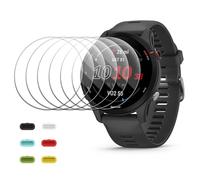 Tuocal 6 Pack for Garmin Forerunner 255/255 Music 46mm Screen Protector, 2.5D Ultra Thin Tempered Glass with 6 Pack Silicone Anti Dust Plugs Anti Scratch Bubble Free