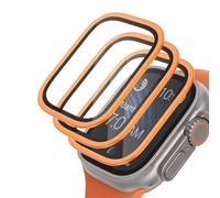 Tuocal Apple Watch Ultra 2 Screen Protector, Titanium Alloy Frame, 9H Tempered Glass, Waterproof, 3 Pack