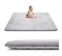 Tuocal Baby Play Mat 150×200cm, 3cm Thick Foam Playmat, Ultra-Soft Support and Plush Feel Area Rug, Easy Clean Baby Crawling Mat with Non-Slip Bottom, Grey