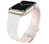 Tuocal Bling Straps Compatible with Apple Watch Strap 42mm(Series3/2/1) 44mm 45mm 46mm, Soft Glitter Silicone Sport Replacement Strap Women Men Bracelet for iWatch Series 10 9 8 7 6 5 4 3 2 1 SE