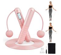 Tuocal Cordless Skipping Ropes for Adults, Ropeless Skipping Rope With Smart Digital Counter, Wireless Weighted Jump Rope with Extra Rope and Storage Bag for Fitness, Exercise, Boxing, Gym