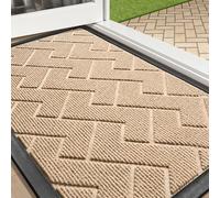 Tuocal Door Mat 58.5x89cm Beige, Non Slip Heavy Duty Doormat, Dirt Trapper Moisture Door Mats for Outdoor Indoor, Easy Clean Natural Rubber Backed Floor Mat for Entrance, Hallway, Front Door, Patio