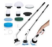 Tuocal Electric Spin Scrubber, Cordless Cleaning Brush with 8 Replaceable Brush Heads and Adjustable Extension Handle, Power Cleaning Brush for Cleaning Bathroom Bathtub Kitchen Tile Floor