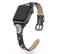 Tuocal Genuine Leather Strap Compatible with Apple Watch 38mm 40mm 41mm 42mm(Series 10) for Women Men, Slim Thin Elegant Narrow Leather Straps Compatible with Apple Watch Series 10 9 8 7 6 5 4 3 2 1