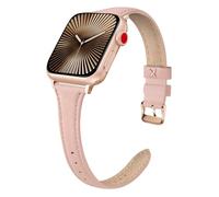 Tuocal Genuine Leather Strap Compatible with Apple Watch 38mm 40mm 41mm 42mm(Series 10) for Women Men, Slim Thin Elegant Narrow Leather Straps Compatible with Apple Watch Series 10 9 8 7 6 5 4 3 2 1