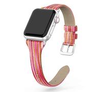 Tuocal Genuine Leather Strap Compatible with Apple Watch 38mm 40mm 41mm 42mm(Series 10) for Women Men, Slim Thin Elegant Narrow Leather Straps Compatible with Apple Watch Series 10 9 8 7 6 5 4 3 2 1