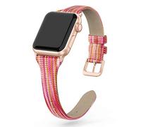 Tuocal Genuine Leather Strap Compatible with Apple Watch 38mm 40mm 41mm 42mm(Series 10) for Women Men, Slim Thin Elegant Narrow Leather Straps Compatible with Apple Watch Series 10 9 8 7 6 5 4 3 2 1