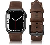 Tuocal Genuine Leather Strap Compatible with Apple Watch 42mm (Series 3/2/1) 44mm 45mm 46mm for Men Women, Vintage Leather Straps Compatible with Apple Watch Series 10 9 8 7 6 5 4 3 2 8 SE