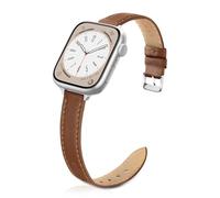 Tuocal Genuine Leather Strap Compatible with Apple Watch Strap 38mm 40mm 41mm 42mm(Series 10) for Women Men, Slim Thin Elegant Narrow Wristband for iWatch Series 10 9 8 7 6 5 4 3 2 1