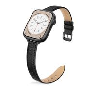 Tuocal Genuine Leather Strap Compatible with Apple Watch Strap 38mm 40mm 41mm 42mm(Series 10) for Women Men, Slim Thin Elegant Narrow Wristband for iWatch Series 10 9 8 7 6 5 4 3 2 1
