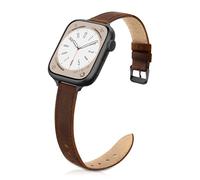 Tuocal Genuine Leather Strap Compatible with Apple Watch Strap 38mm 40mm 41mm 42mm(Series 10) for Women Men, Slim Thin Elegant Narrow Wristband for iWatch Series 10 9 8 7 6 5 4 3 2 1