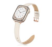 Tuocal Genuine Leather Strap Compatible with Apple Watch Strap 38mm 40mm 41mm 42mm(Series 10) for Women Men, Slim Thin Elegant Narrow Wristband for iWatch Series 10 9 8 7 6 5 4 3 2 1