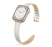 Tuocal Genuine Leather Strap Compatible with Apple Watch Strap 38mm 40mm 41mm 42mm(Series 10) for Women Men, Slim Thin Elegant Narrow Wristband for iWatch Series 10 9 8 7 6 5 4 3 2 1