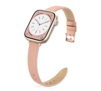 Tuocal Genuine Leather Strap Compatible with Apple Watch Strap 38mm 40mm 41mm 42mm(Series 10) for Women Men, Slim Thin Elegant Narrow Wristband for iWatch Series 10 9 8 7 6 5 4 3 2 1