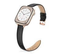 Tuocal Genuine Leather Strap Compatible with Apple Watch Strap 38mm 40mm 41mm 42mm(Series 10) for Women Men, Slim Thin Elegant Narrow Wristband for iWatch Series 10 9 8 7 6 5 4 3 2 1