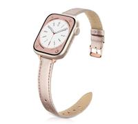 Tuocal Genuine Leather Strap Compatible with Apple Watch Strap 38mm 40mm 41mm 42mm(Series 10) for Women Men, Slim Thin Elegant Narrow Wristband for iWatch Series 10 9 8 7 6 5 4 3 2 1