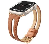 Tuocal Genuine Leather strap Compatible with Apple Watch strap 38mm 40mm 41mm 42mm(Series 10), Leather Slim Replacement Bracelet Strap Women Men for iWatch Series 10 9 8 7 6 5 4 3 2 1 SE