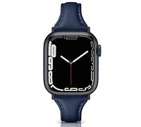 Tuocal Genuine Leather Strap Compatible with Apple Watch Straps 38mm 40mm 41mm, Slim Thin Soft Replacement Strap for Apple Watch iWatch Series 8 7 6 5 4 3 2 1 SE Sport Edition Women, Midnight