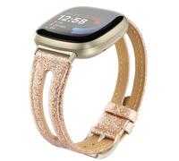 Tuocal Genuine Leather Strap Compatible with Fitbit Versa 4/3, Slim Soft Breathable Replacement Wristbands for Women & Men