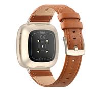 Tuocal Genuine Leather Strap Compatible with Fitbit Versa 4 / Versa 3 / Sense 2 / Sense for Women Men, Soft Breathable Genuine Leather Adjusted Replacement Strap Wristband for Fitbit Versa 4/3
