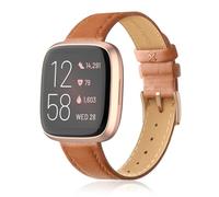 Tuocal Genuine Leather Strap Compatible with Fitbit Versa, Classic Soft Breathable Replacement for Women & Men
