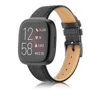 Tuocal Genuine Leather Strap Compatible with Fitbit Versa, Classic Soft Breathable Replacement Leather Strap for Women & Men