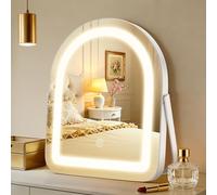 Tuocal Hollywood Vanity Mirror with Lights, 30x25cm Arched Lighted Makeup Mirror with Dimmable 3 Modes, Smart Touch Control, Detachable 10X Magnification, 360° Rotation Dressing Table Mirror White