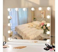 Tuocal Hollywood Vanity Mirror with Lights, 50×42cm Lighted Makeup Mirror with 14 Dimmable Led Bulbs, 3 Lighting Modes, Smart Touch Screen Control for Bedroom, Dressing Room