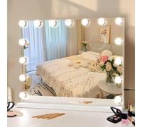Tuocal Hollywood Vanity Mirror with Lights, 58×46cm Lighted Makeup Mirror with 15 Dimmable Led Bulbs, 3 Lighting Modes, Smart Touch Screen Control for Bedroom, Dressing Room