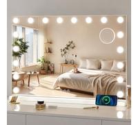 Tuocal Hollywood Vanity Mirror with Lights, 80×60cm Lighted Makeup Mirror with 18 Dimmable Led Bulbs, 3 Lighting Modes, USB Output Port Smart Touch Screen Control for Bedroom, Dressing Room