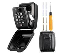 Tuocal Key Safe Wall Mounted Police Approved, Waterproof Key Lock Box Resettable 12-Digit Combination Top Security Key Storage Box with Weatherproof Cover for Outside Home Garage Office School