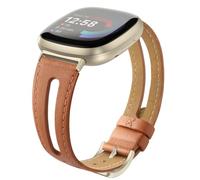 Tuocal Leather Strap Compatible with Fitbit Versa 4 / Versa 3 Wristband/Sense Leather Strap, Slim Soft Genuine Leather Replacement Strap Compatible with Fitbit Versa 4 / Versa 3 / Sense Women Men