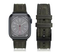 Tuocal Leather Straps Compatible with Apple Watch Strap 42mm(Series 3/2/1) 44mm 45mm 46mm for Women Men, Soft Breathable Leather Replacement Strap Bracelet for iWatch Series 10 9 8 7 6 5 4 3 2 1 SE