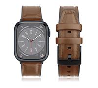 Tuocal Leather Straps Compatible with Apple Watch Strap 42mm(Series 3/2/1) 44mm 45mm 46mm for Women Men, Soft Breathable Leather Replacement Strap Bracelet for iWatch Series 10 9 8 7 6 5 4 3 2 1 SE