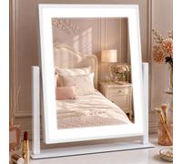 Tuocal Makeup Mirror with Lights, Hollywood Vanity Mirror, 34x30cm, White | Light Up Mirror with LED Dimmable 3 Modes, Smart Touch, 360° Rotation, Detachable 10X Magnification, AC-Powered, Metal Frame