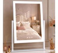 Tuocal Makeup Mirror with Lights, Hollywood Vanity Mirror, 47x36cm, White | Light Up Mirror with LED Dimmable 3 Modes, Smart Touch, 360° Rotation, Detachable 10X Magnification, AC-Powered, Metal Frame