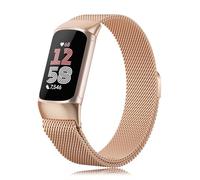 Tuocal Metal Strap compatible with Fitbit Charge 6/5 Strap for Women Men, Magnet Stainless Steel Sport Mesh Loop Adjustable Wristband Replacement Band for Charge 5