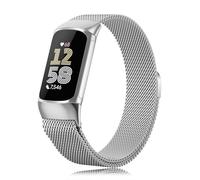 Tuocal Metal Strap compatible with Fitbit Charge 6/5 Strap for Women Men, Magnet Stainless Steel Sport Mesh Loop Adjustable Wristband Replacement Band for Charge 5