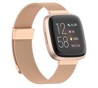 Tuocal Metal Strap Compatible with Fitbit Versa 2 Strap/Fitbit Versa Strap, Metal Mesh Magnetic Stainless Steel Replacement Bands Samll for Fitbit Versa/Versa 2 / Versa Lite Women Men, Rose gold