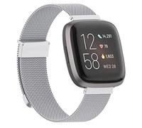 Tuocal Metal Strap Compatible with Fitbit Versa 2 Strap/Fitbit Versa Strap, Metal Mesh Magnetic Stainless Steel Replacement Bands Samll for Fitbit Versa/Versa 2 / Versa Lite Women Men, Silver