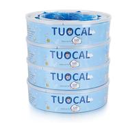Tuocal Nappy Bin Refill Cassettes, 4 Pack Refill Cassettes with Nappy Bin Refills Bags Compatible with Angelcare Nappy Bin Refills & Litter Locker II Nappy Disposal System, 7 Layer Bags Odor-Locking