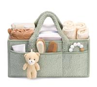 Tuocal Nappy Caddy Organiser, Baby Diaper Organiser with Removable Dividers Baby Essentials for Newborn Portable Diaper Changing Storage Basket Gift for Shower List for Mum, Boys, Girls